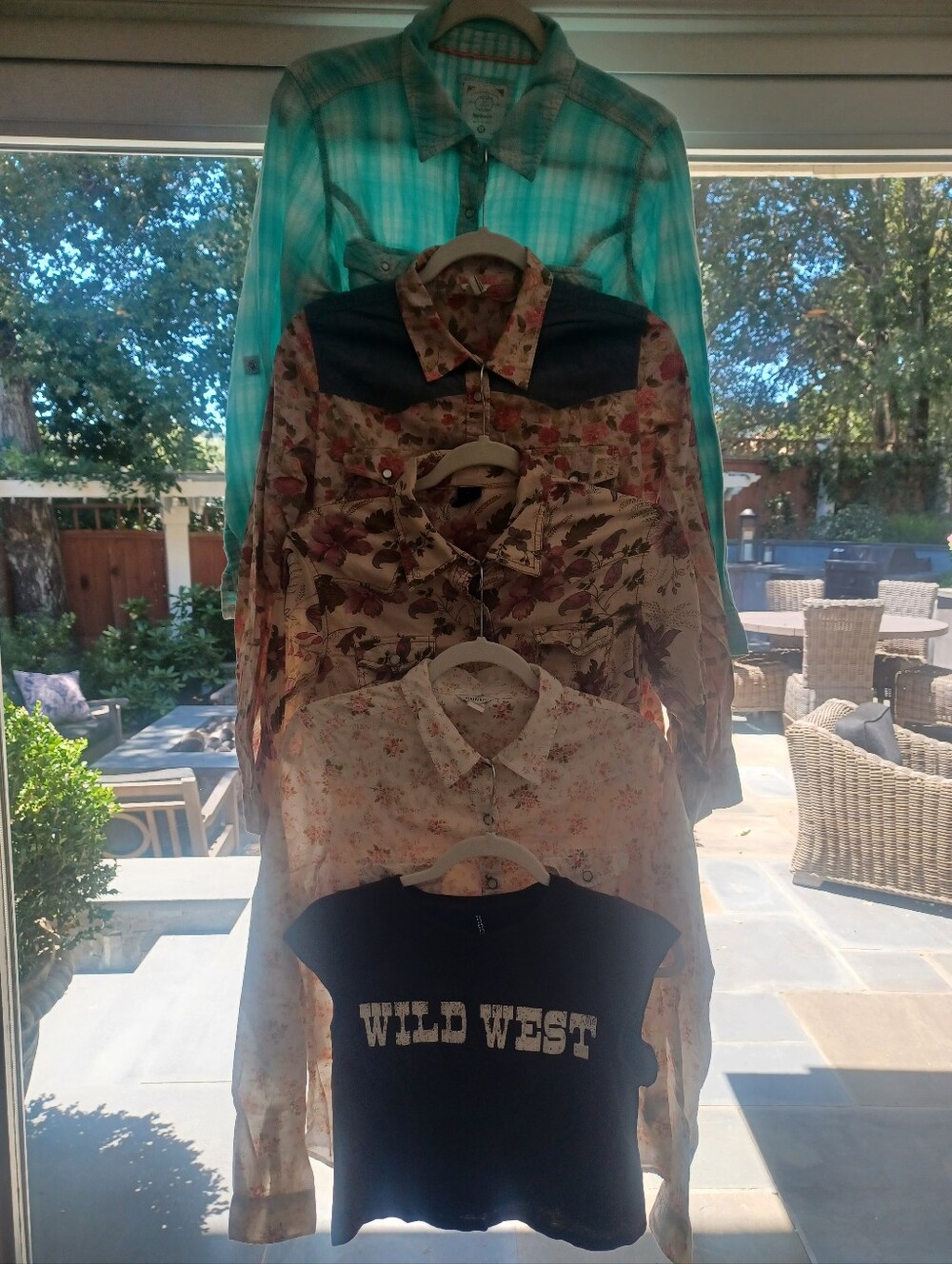 🩵💗💚5 FOR $60 COWGIRL COWBOY LONG SLEEVE PEARL SNAP SHIRTS MEDIUM & LARGE